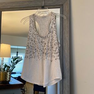 Converse One Star, size M, racerback tank top, cream and gray cheetah print